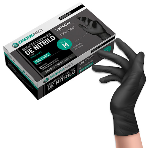 [7597830003491] GUANTES DE NITRILO NEGRO TALLA M X 100 UNIDADES (GROSSMED)