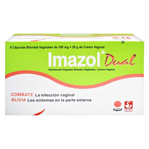 IMAZOL DUAL (CLOTRIMAZOL) 100MG X 20GR - 6 CAPSULAS VAGINALES (MEYER)