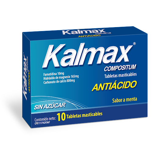 KALMAX COMPOSITUM (HIDROXIDO DE MAGNESIO/FAMOTIDINA)  X 10 TABLETAS MASTICABLES (FARMA)