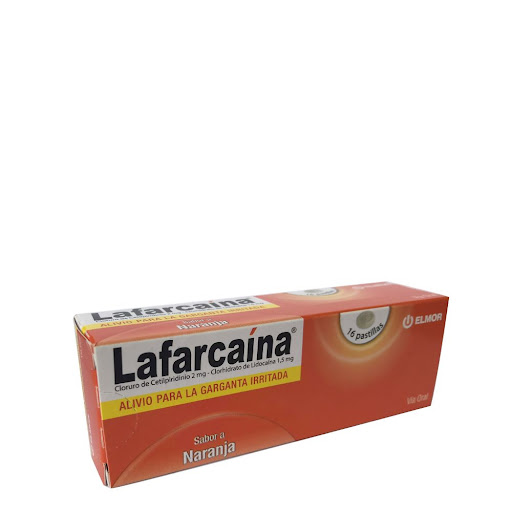 LAFARCAINA 2MG/1,5MG. (CETILPIRIDINIO/LIDOCAINA) X16 PASTILLAS SABOR NARANJA (ELMOR)