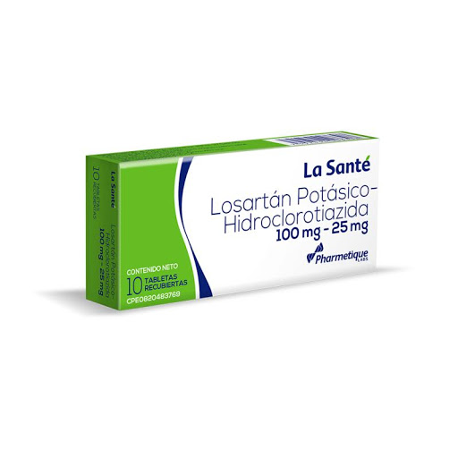LOSARTAN POTASICO - HIDROCLOROTIAZIDA  100MG-25MG X 10 TABLETAS (LA SANTE)