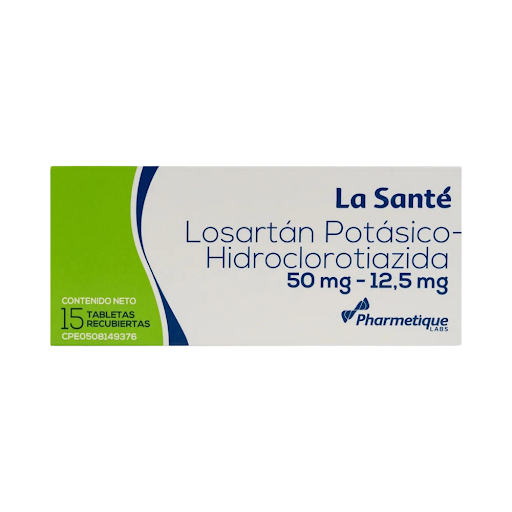 LOSARTAN POTASICO - HIDROCLOROTIAZIDA 50MG/12,5MG X 15 TABLETAS (LA SANTE)