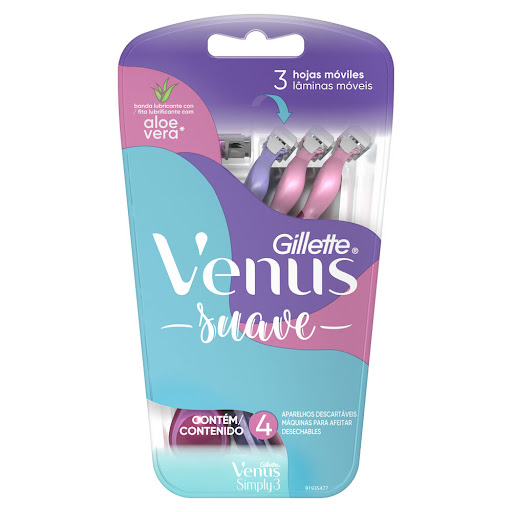 MAQUINA DE AFEITAR VENUS SIMPLY3 SUAVE X 4 UNIDADES (GILLETTE)