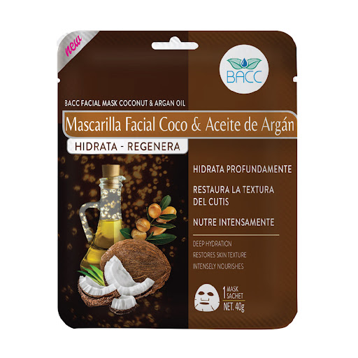 MASCARILLA FACIAL COCO & ACEITE DE ARGAN (ANTI-ENVEJECIMIENTO / REGENERADOR CELULAR) 40GR (BACC)
