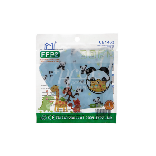 [PANDAAZUL] MASCARILLA FACIAL ESTAMPADA NIÑO OSO PANDA AZUL   X 1 UNIDAD (AKERMED)