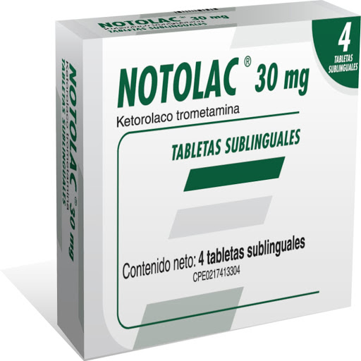 NOTOLAC (KETOROLAC TROMETAMINA) 30MG X 4 TABLETAS SUBLINGUALES (FARMA)