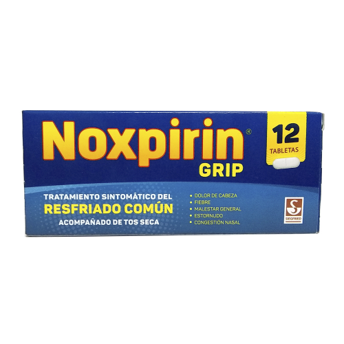 NOXPIRIN GRIP (ACETAMINOFEN - DEXTROMETORFANO - CLORFENIRAMINA - FENILEFRINA) 500MG-15MG-2ML-5MG X 12 TABLETAS (MEYER)