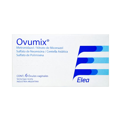 [7796285051501] OVUMIX (METRONIDAZOL - NITRATO DE MICONAZOL - SULFATO DE NEOMICINA - CENTELLA ASIATICA - SULFATO DE POLIMIXINA)  X 6 OVULOS VAGINALES (ELEA)