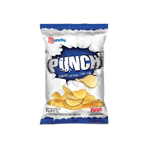 PAPAS PUNCH CON SABOR NATURAL Y SAL MARINA 80 GR (MUNCHY)