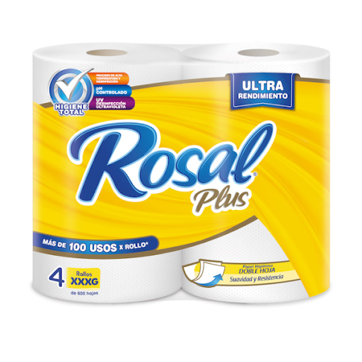 [7591098800281] PAPEL HIGIENICO 600 HOJAS X 4 ROLLOS (ROSAL PLUS)