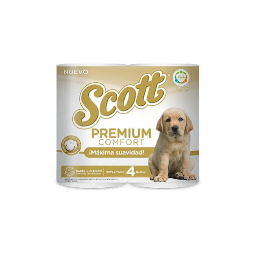 [7702425344341] PAPEL HIGIENICO PREMIUM COMFORT TRIPLE HOJA X 4 ROLLOS (SCOTT)