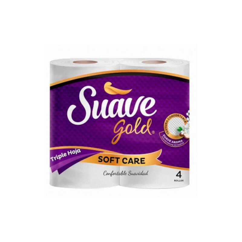 PAPEL HIGIENICO SOFT CARE 4 ROLLOS (SUAVE GOLD)