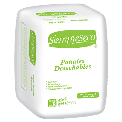 PAÑAL PARA ADULTO BASICO TALLA G SIEMPRESECO   X 6 UNIDADES (PHARSANA)