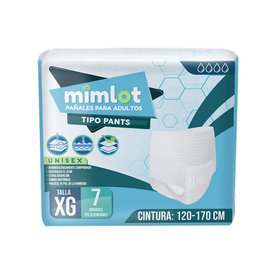 [1180201389438] PAÑAL PARA ADULTO TIPO PANTS TALLA XG X 7 UNIDADES (MIMLOT)