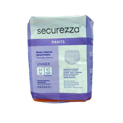 [7591353515400] PAÑAL PARA ADULTO TIPO PANTS UNISEX TALLA M SECUREZZA   X 10 UNIDADES (PHARSANA)