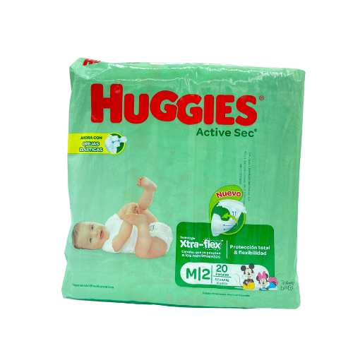 [7702425453050] PAÑAL PARA BEBE ACTIVE SEC TALLA M 20 UNIDADES (HUGGIES)