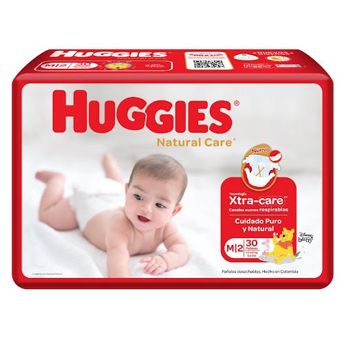 PAÑAL PARA BEBE NATURAL CARE TALLA M 30 UNIDADES (HUGGIES)