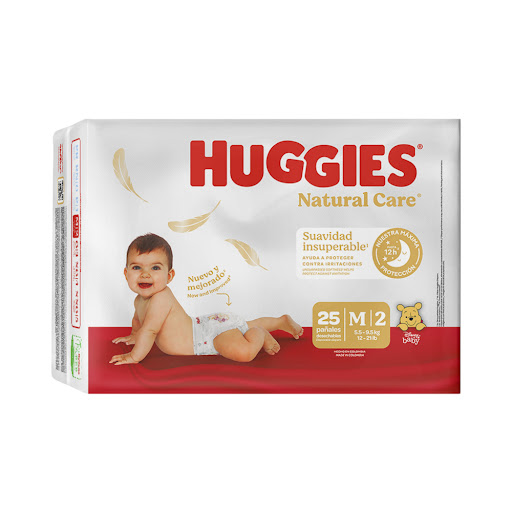 PAÑAL PARA BEBE NATURAL CARE TALLA M X 25 UNIDADES (HUGGIES)