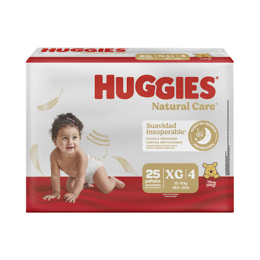 PAÑAL PARA BEBE NATURAL CARE TALLA XG X 25 UNIDADES (HUGGIES)