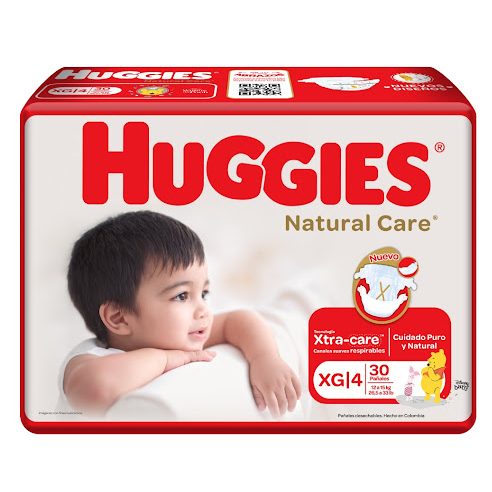 PAÑAL PARA BEBE NATURAL CARE XG/4 X 30 UNIDADES (HUGGIES)