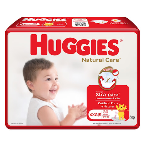 [7702425808720] PAÑAL PARA BEBE NATURAL CARE XXG/5 X 30 UNIDADES (HUGGIES)