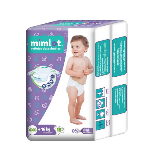 [1180201379255] PAÑAL PARA BEBE TALLA XXG X 18 UNIDADES (MIMLOT)