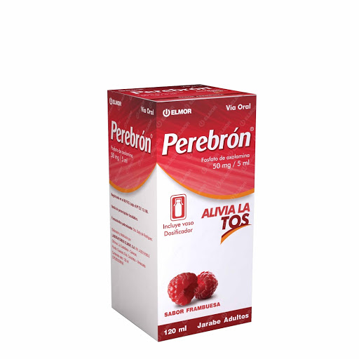PEREBRON JARABE ADULTOS SABOR A FRAMBRUESA (OXOLAMINA) 50MG/5ML X 120ML (ELMOR)