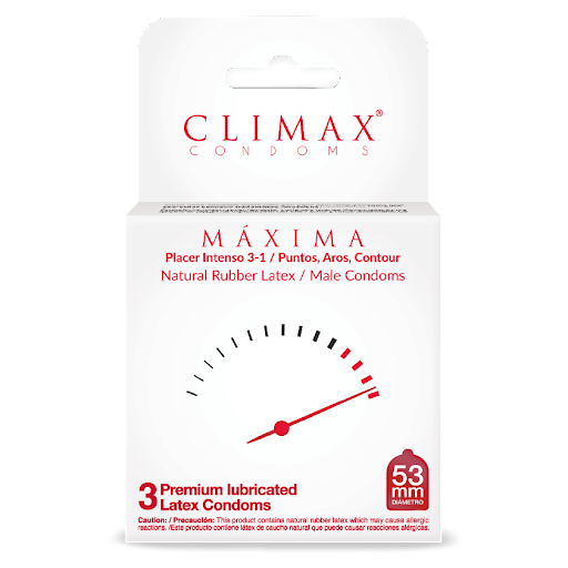 PRESERVATIVO MAXIMA PLACER INTENSO DE LATEX 3 UNIDADES (CLIMAX)