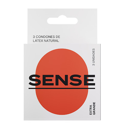 PRESERVATIVOS DE LATEX NATURAL EXTRA GRANDE X 3 UNIDADES (SENSE)