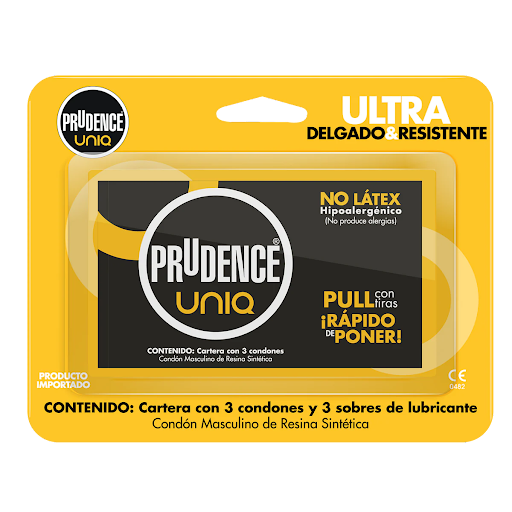 [7502214985713] PRESERVATIVOS UNIQ CONDONES ULTRADELGADOS X 3 UNIDADES (PRUDENCE)