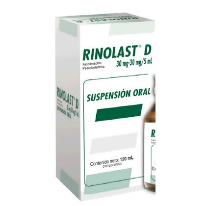 RINOLAST SUSPENSION ORAL (FEXOFENADINA PSEUDOEFEDRINA) 30MG-30MG/5ML X 120ML (FARMA)